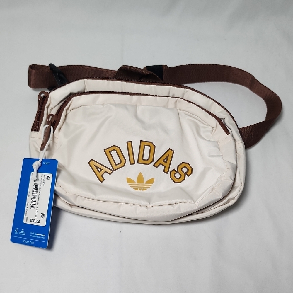 Adidas Cream and Brown Bag with Gold Logo